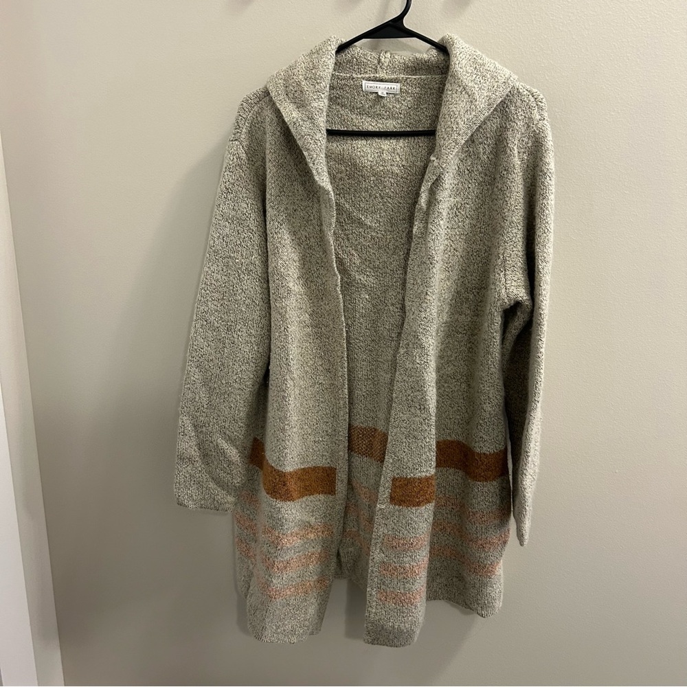 Emory Park Hooded Cardigan - Cream and Tan